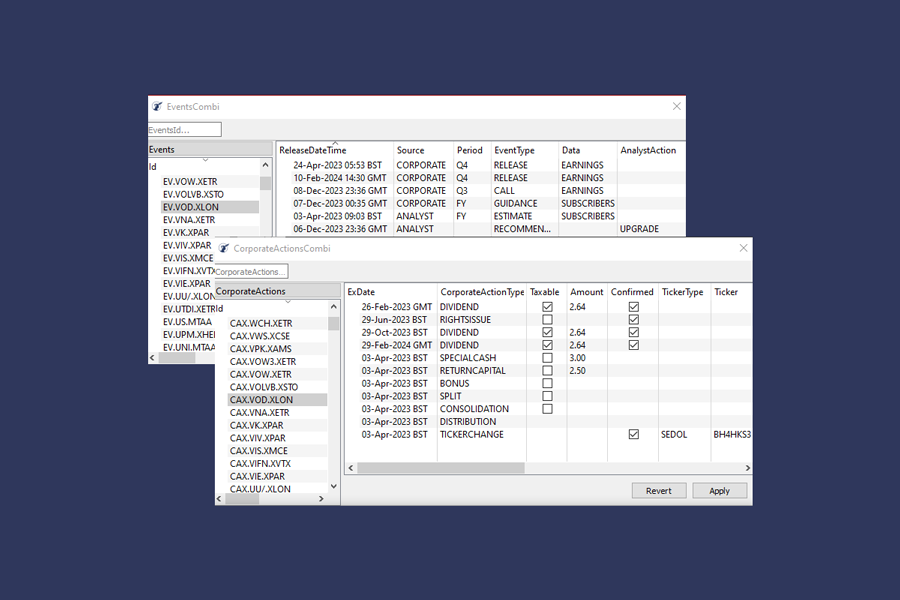 Mercurius natively supports virtually any type of Corporate Action or Event.